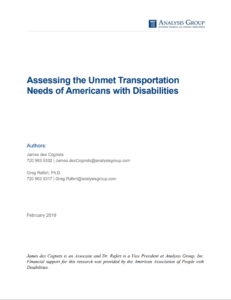 Photo of the report, "Assessing the Unmet Transportation Needs of Americans with Disabilities"