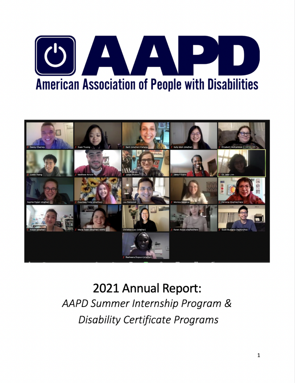 2021 Summer Internship Program Annual Report AAPD